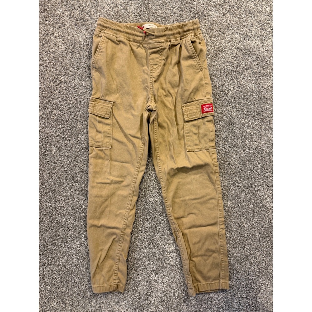 Levi Strauss Cargo Pants Youth 12 Tan Elastic Waist Drawstring